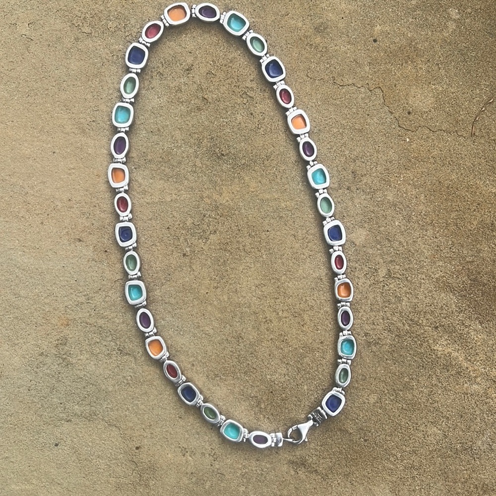A Coldwater Creek 19” necklace. I believe it is silver. No 925 mark it tarnishes